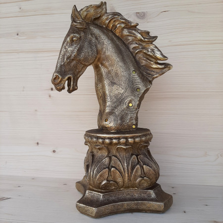 Buste cheval doré