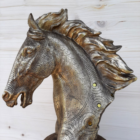 Buste cheval doré