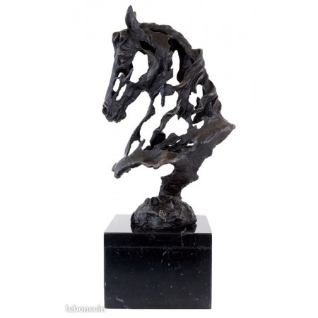Sculpture en Bronze Tête de cheval...