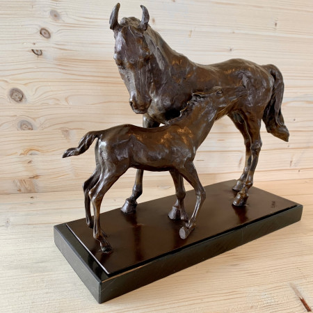 Sculpture en Bronze L' étalon et le poulain
