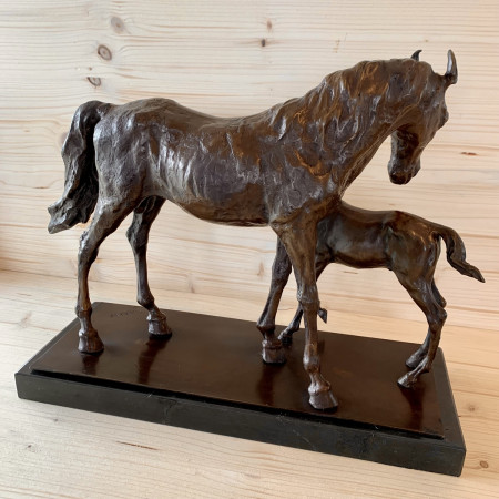 Sculpture en Bronze L' étalon et le poulain