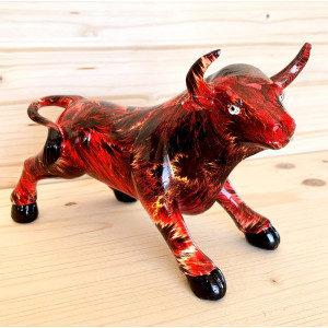 Sculpture taureau de combat multicolore / D
