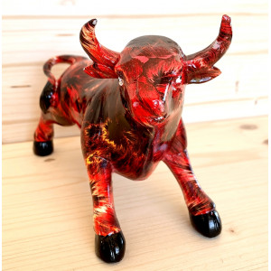 Sculpture taureau de combat multicolore / D 2