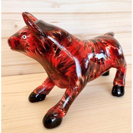 Sculpture taureau de combat multicolore / D