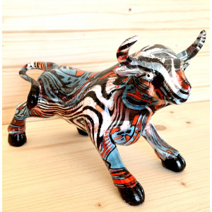 Sculpture taureau de combat multicolore / E