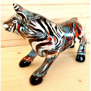 Sculpture taureau de combat multicolore / E 2