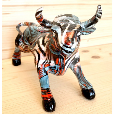 Sculpture taureau de combat multicolore / E
