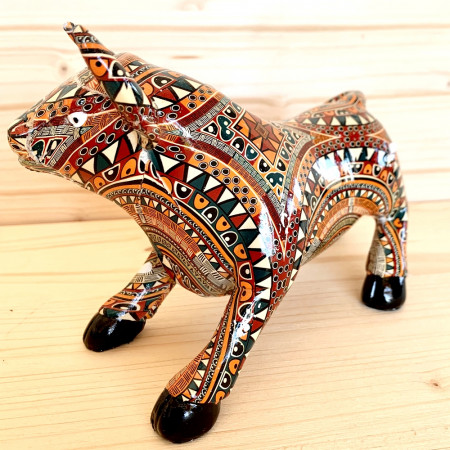 Sculpture taureau de combat multicolore / F