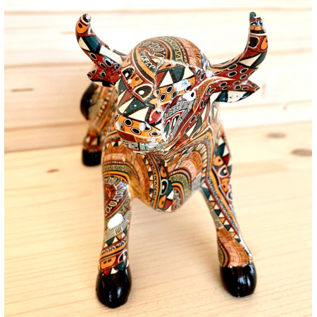 Sculpture taureau de combat multicolore / F