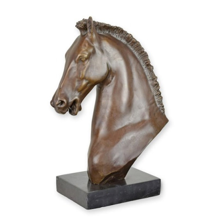 Sculpture en bronze tête cheval