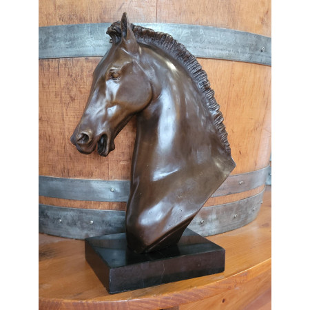 Sculpture en bronze tête cheval