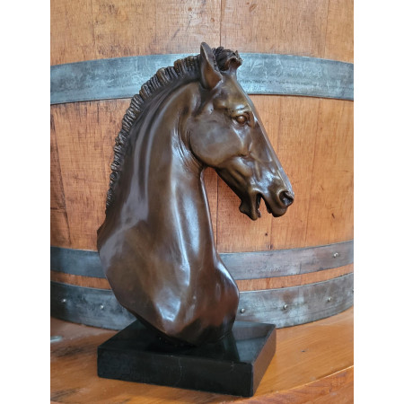 Sculpture en bronze tête cheval