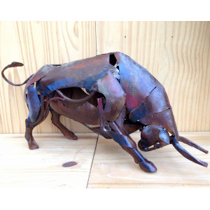 Sculpture taureau art métal 