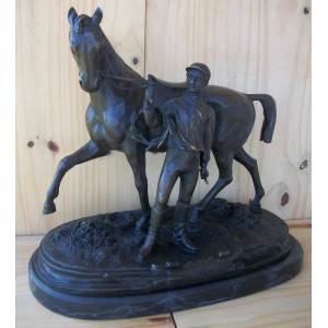 Jockey et son cheval Le Vainqueur 