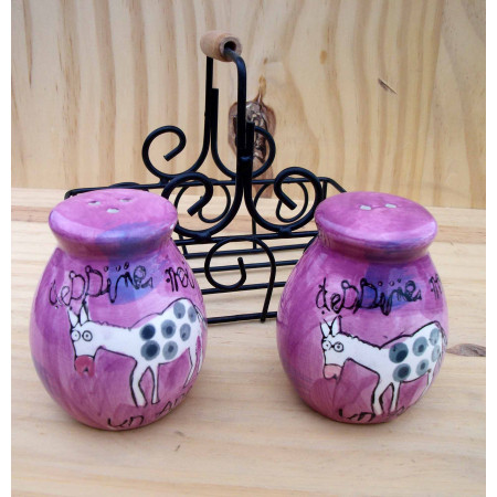 Set sel et poivre dans panier métal 