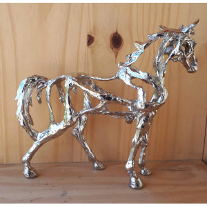 Sculpture Le cheval 2 ajouré en étain  2