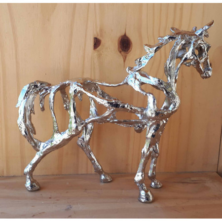 Sculpture Le cheval 2 ajouré en étain 