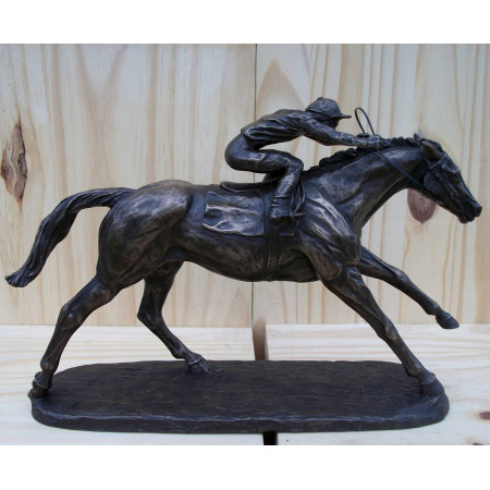 Jockey sur son cheval au galop 