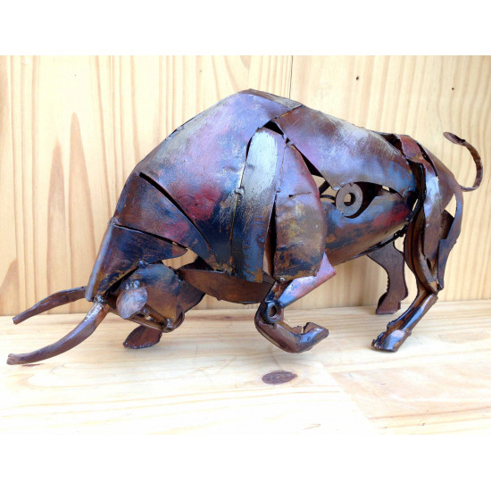 Sculpture taureau art métal 