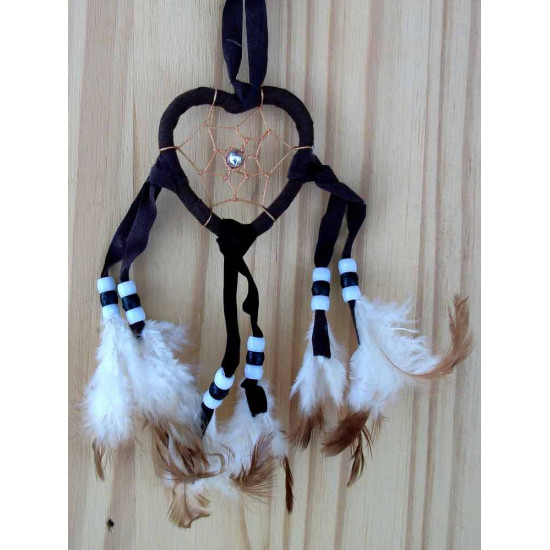 Attrape rêve ou dreamcatcher petit coeur noir 