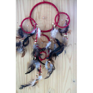 Attrape rêve ou dreamcatcher descente 5 Ronds rouges 