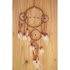 Attrape rêve ou dreamcatcher descente 5 Ronds marron clair 