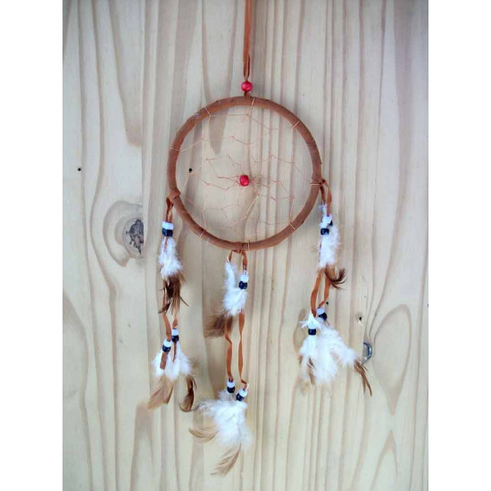 Attrape rêve ou dreamcatcher Rond marron clair 
