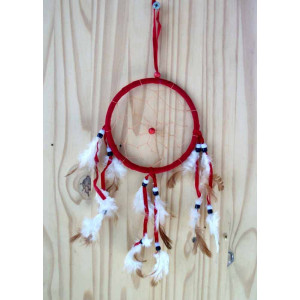 Attrape rêve ou dreamcatcher Rond rouge 