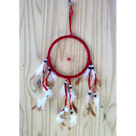 Attrape rêve ou dreamcatcher Rond rouge 