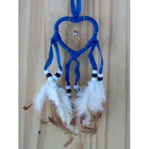 Attrape rêve ou dreamcatcher petit coeur bleu 