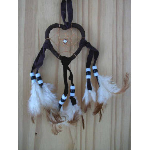 Attrape rêve ou dreamcatcher petit coeur marron foncé 