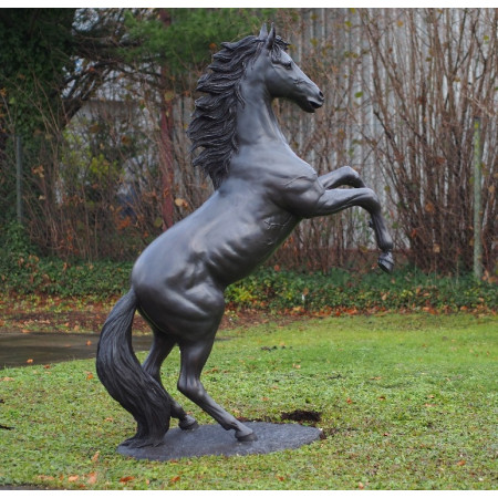 Statue cheval cabré en bronze