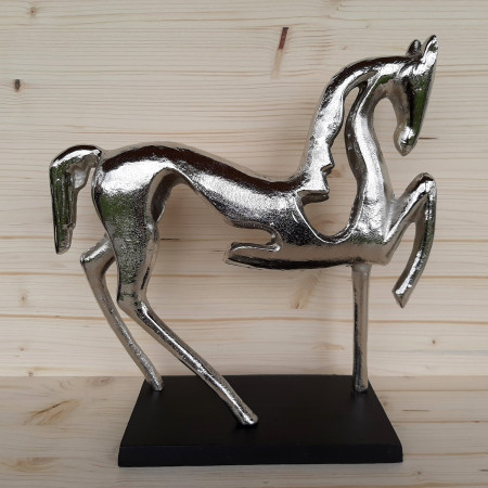 Sculpture Cheval moderne argentée
