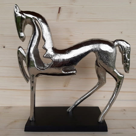 Sculpture Cheval moderne argentée