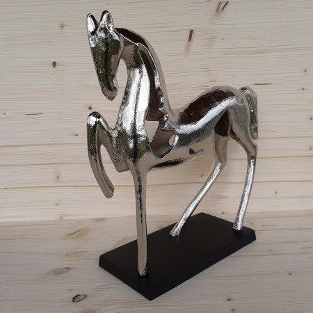 Sculpture Cheval moderne argentée