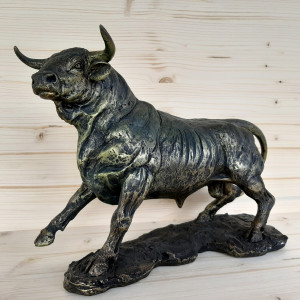 Sculpture grand taureau de combat Résine bronze