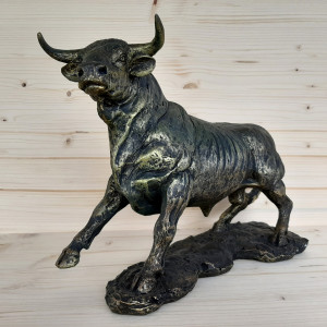 Sculpture grand taureau de combat Résine bronze 2