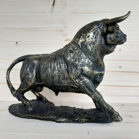 Sculpture grand taureau de combat Résine bronze