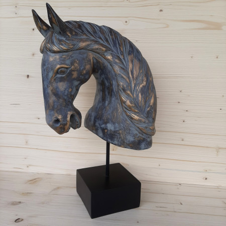 Statue tête de cheval sur socle