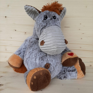 Peluche grand cheval gris
