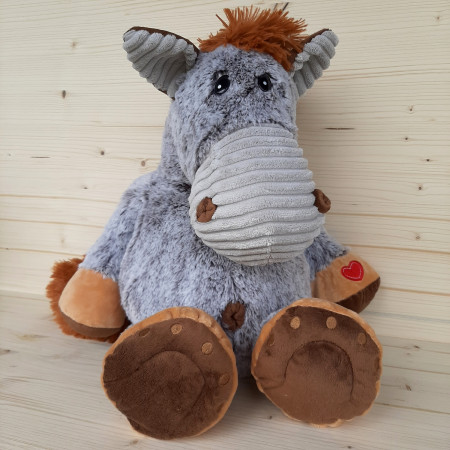 Peluche grand cheval gris