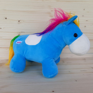 Peluche cheval bleu à leds