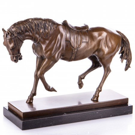 Sculpture en bronze Grand cheval sellé