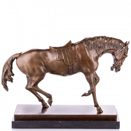 Sculpture en bronze Grand cheval sellé